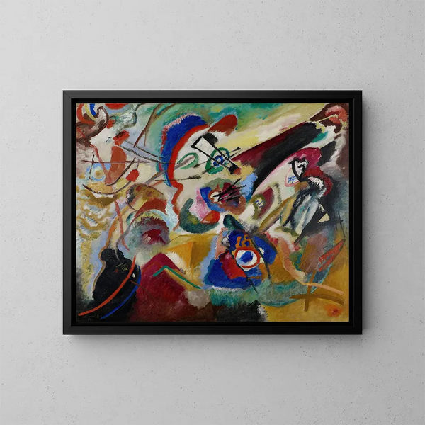 Fragment 2 för Composition VII - Wassily Kandinsky — inramlat konstverk på väggen