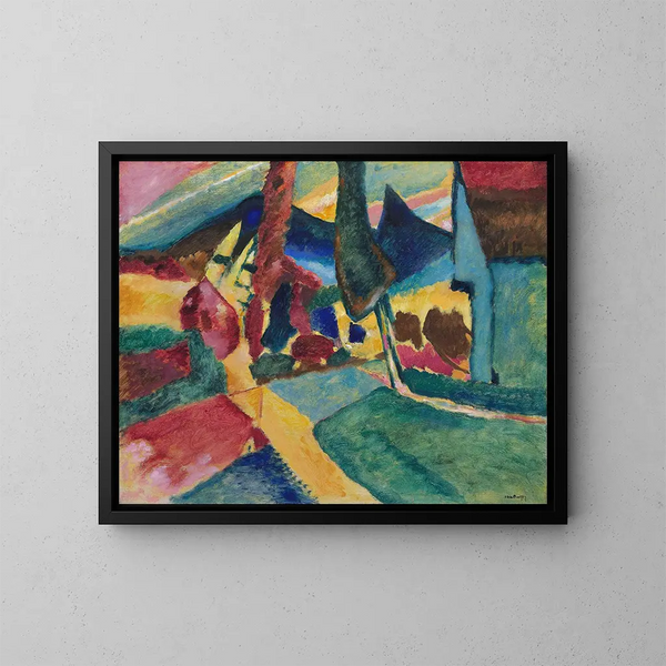 Landskap med två popplar - Wassily Kandinsky — inramlat konstverk på väggen