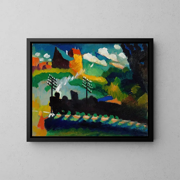 Tågspår nära Murnau - Wassily Kandinsky — inramlat konstverk på väggen