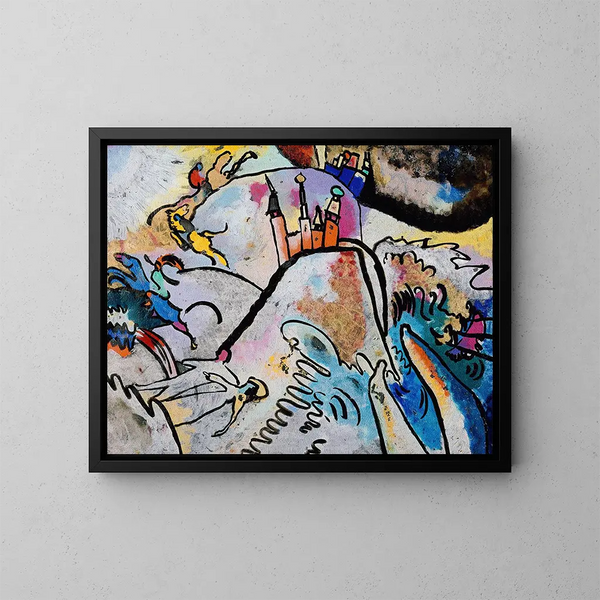 med solen - Wassily Kandinsky — inramlat konstverk på väggen
