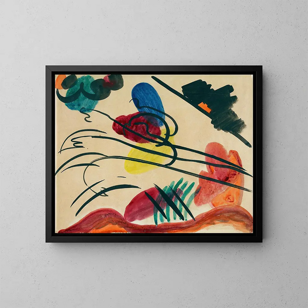 med tre ryttare - Wassily Kandinsky — inramlat konstverk på väggen