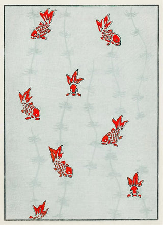 Watanabe Seitei - Seamless gold fish illustration.webp