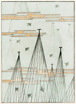 Watanabe Seitei - Skyscape with birds flying.webp