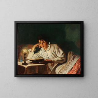 Wenzel Torne - Kunstnerens hustru lser i sengen.webp