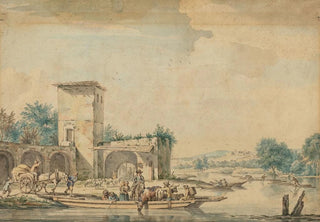 Wigerus Vitringa - River Landscape with a Ferry Boat.webp