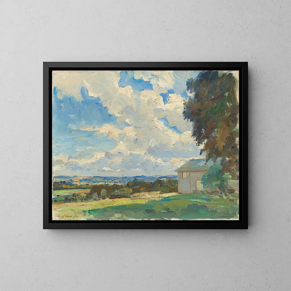 La cathédrale de Salisbury depuis un champ au-dessus de Wilton - Wilfrid Gabriel de Glehn — inramlat konstverk på väggen