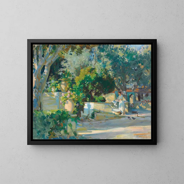 Tvättdag - Wilfrid Gabriel de Glehn — inramlat konstverk på väggen