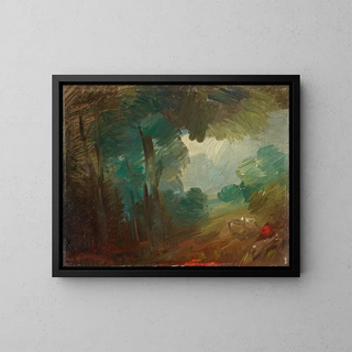Wilhelm Busch - Waldlandschaft mit Khen und Bauern.webp