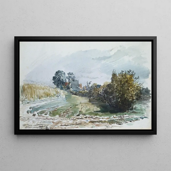 Wilhelm Busch - Weg zwischen Kornfeld und Struchern mit Katen im Hintergrund.webp
