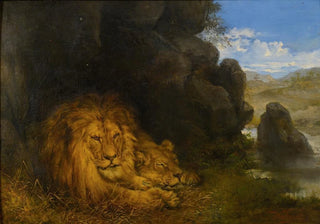 Wilhelm Kuhnert - Two Lions In A Cave.webp