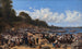 Les Fidèles arriving in boat at the parish church of Leksand on Lake Siljan, Sweden - Wilhelm Marstrand — vy av konstverket