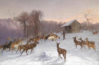 Wilhelm Richter - Ftterung von Dam und Rotwild im Winter.webp