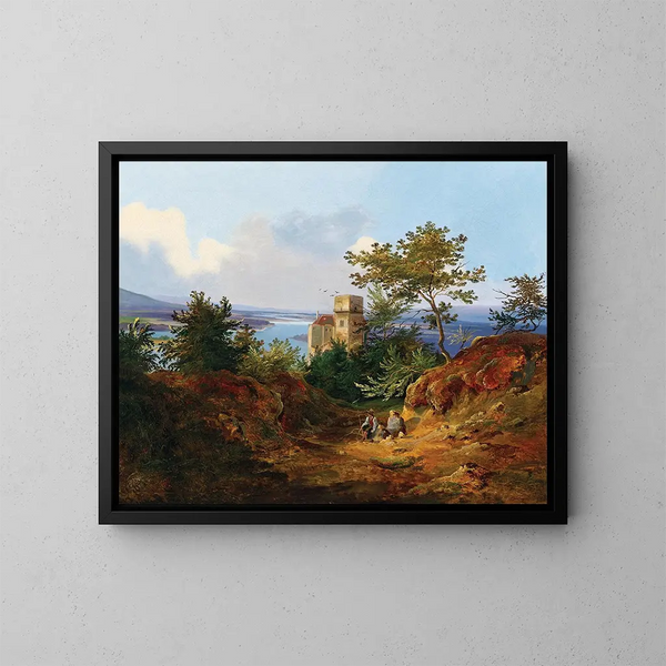 Vue de la vallée du Danube avec les ruines de Greifenstein - Wilhelm Steinfeld — inramlat konstverk på väggen