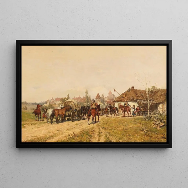 Wilhelm Velten - Heimkehrende Truppen vor den Toren der Stadt.webp
