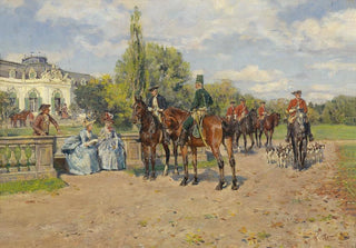 Wilhelm Velten - Jagdgesellschaft vor dem Schloss.webp