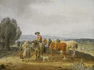 Rencontre sur la route de campagne - Wilhelm von Kobell — vy av konstverket