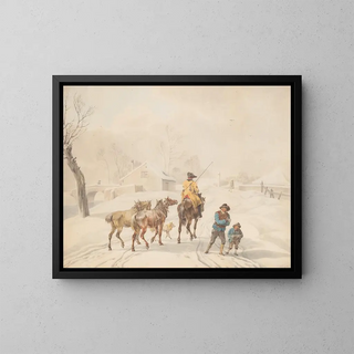 Wilhelm von Kobell - Postilion on Horse in a Winter Landscape.webp