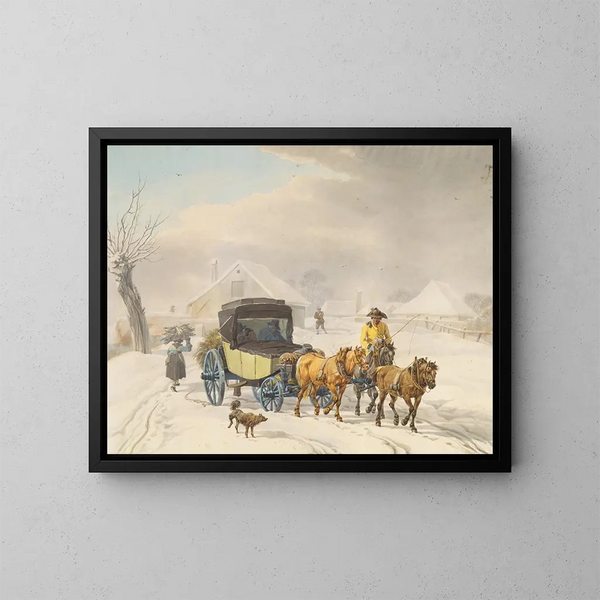 Diligence en hiver - Wilhelm von Kobell — inramlat konstverk på väggen