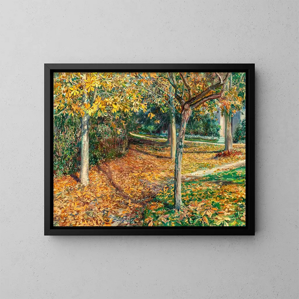 Tapis de feuilles à Giverny - Will Hicock Low — inramlat konstverk på väggen