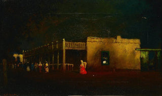 Will Sparks - View of figures on a street by a hacienda.webp