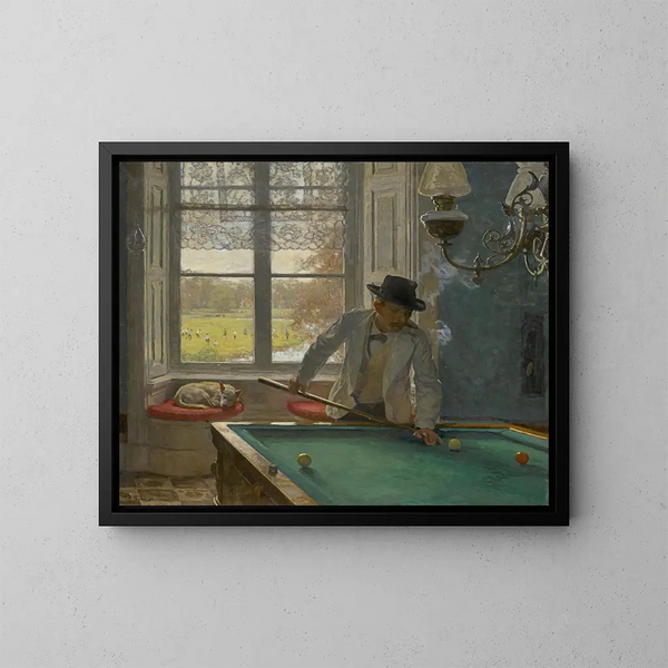 Le joueur de billard - Willem Bastiaan Tholen — inramlat konstverk på väggen