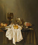 En stilleben av Banketje med en Roemer En silverkopp på sidan En skinka Fikon En saltkar Ett litet bröd Och ett vitt bordduk På ett bord delvis täckt - Willem Claesz. Heda — vy av konstverket