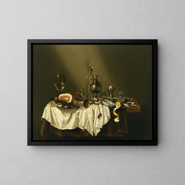 Naturtavla med skinka - Willem Claesz Heda — inramlat konstverk på väggen