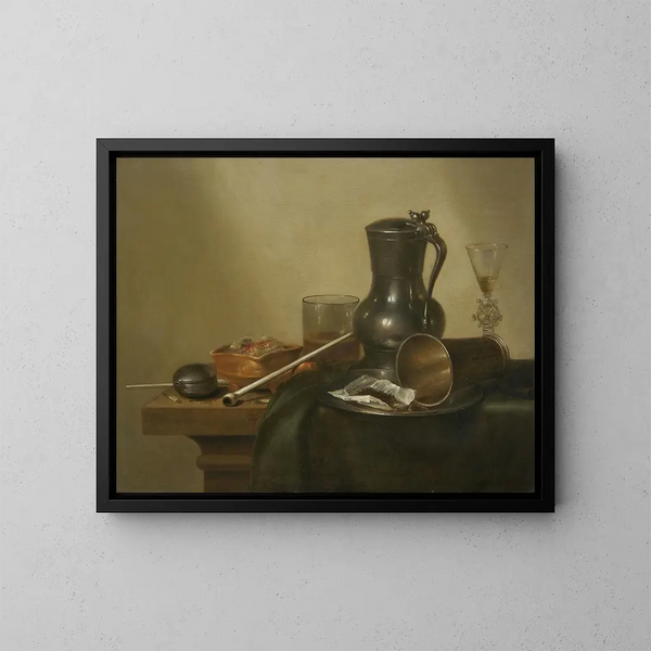 Naturtavla med tobak - Willem Claesz Heda — inramlat konstverk på väggen