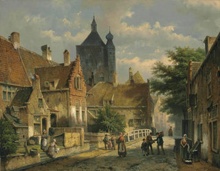 Willem Koekkoek - Villagers On A Sunlit Dutch Street.webp