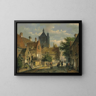 Willem Koekkoek - Villagers On A Sunlit Dutch Street.webp