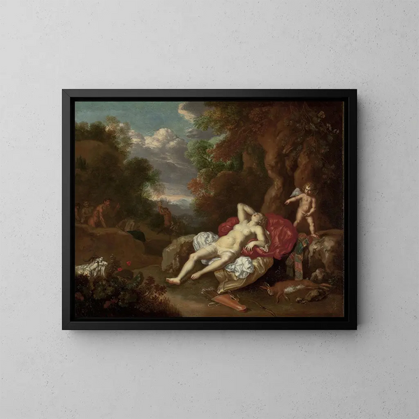 Vénus endormie - Willem Van Mieris — inramlat konstverk på väggen