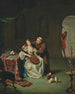 Tartuffe och Elmire överraskade av Damis son till Orgon - Willem van Mieris — vy av konstverket