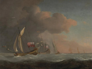 Willem van de Velde the Younger - English Royal Yachts at Sea in a Strong Breeze in Company with a Ship Flying the Royal Standard.webp