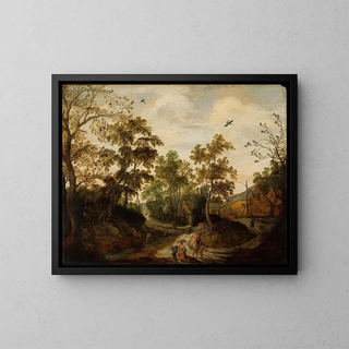 Vue d'un village - Willem van den Bundel — inramlat konstverk på väggen