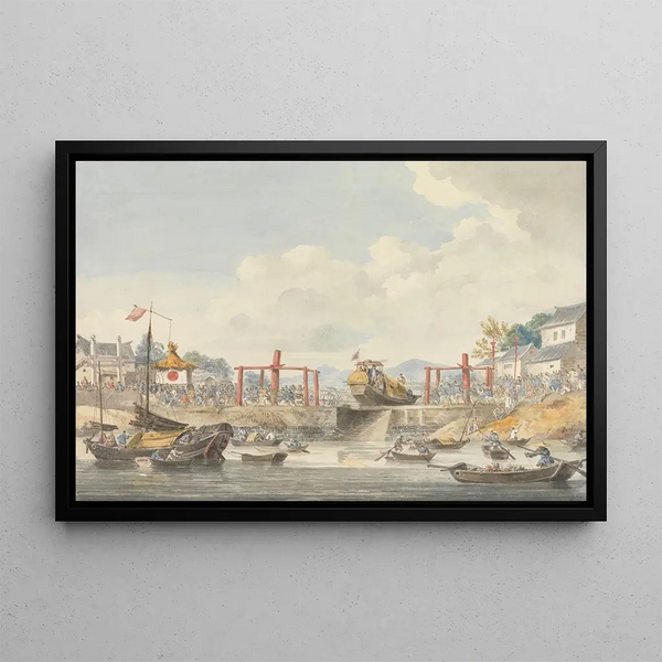 William Alexander - Barges of the Embassy Being Raised from One Canal to Another on Their Way from HanTcheouFoo to TchuSan 16 November 1793.webp