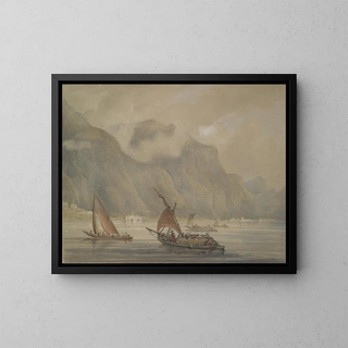 Château de Chillon, Genève-sjön - William Alfred Delamotte — inramlat konstverk på väggen