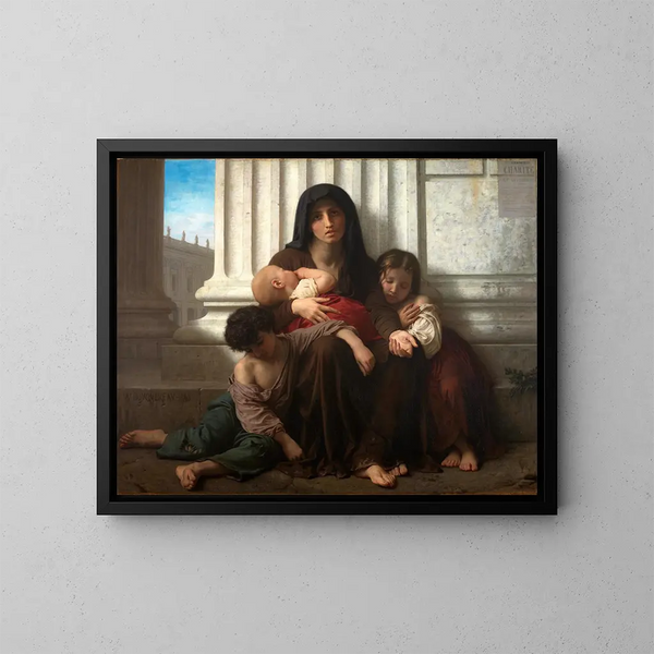 Charité - William Bouguereau — inramlat konstverk på väggen
