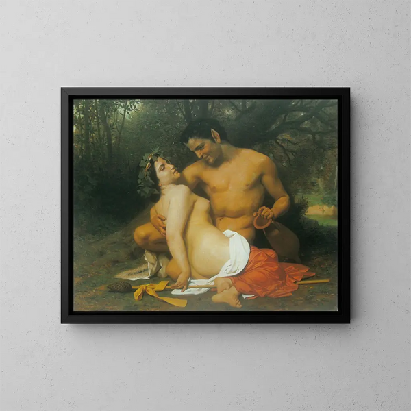 Faune et Bacchante - William Bouguereau — inramlat konstverk på väggen