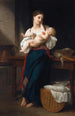 Premières caresses - William Bouguereau — vy av konstverket