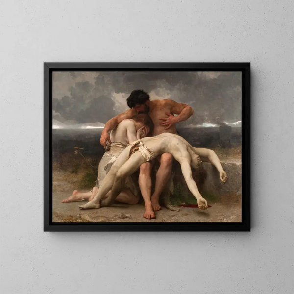 Le Premier Deuil - William Bouguereau — inramlat konstverk på väggen