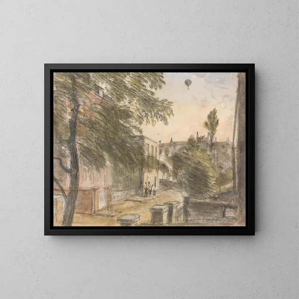 Ballong över Holland Street, Kensington, 22 juli 1835, 19:00 - William Crotch — inramlat konstverk på väggen