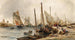 Fiskare i hamnen - William Edward Webb — vy av konstverket
