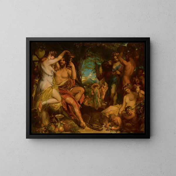En festmåltid av Bacchus - William Etty — inramlat konstverk på väggen