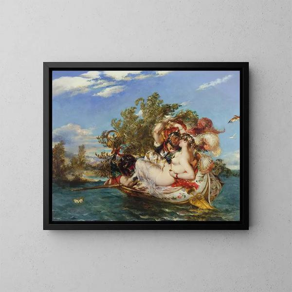 Phaedria och Cymochles - William Etty — inramlat konstverk på väggen