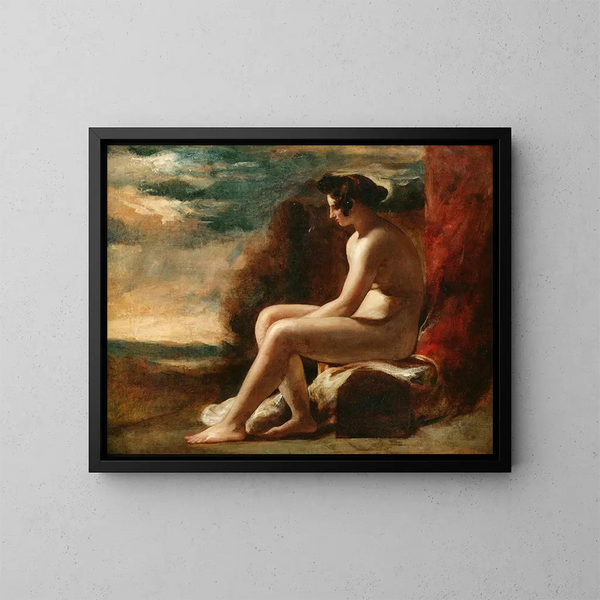 Nu sittande i ett landskap - William Etty — inramlat konstverk på väggen