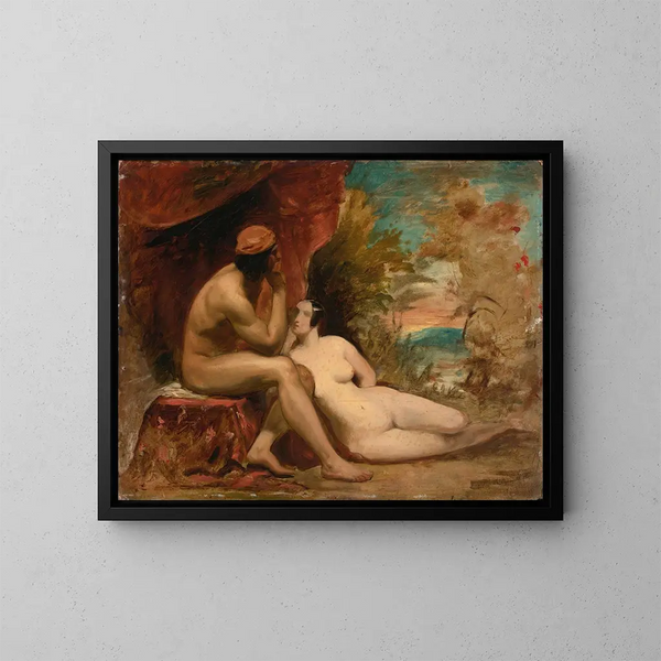 Studie för en familj i skogen - William Etty — inramlat konstverk på väggen