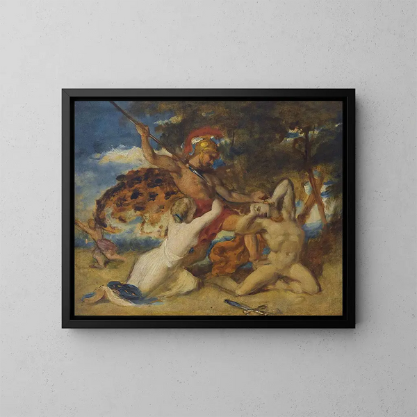 Studie för den kvinnliga kämparen som försvarar de besegrade - William Etty — inramlat konstverk på väggen