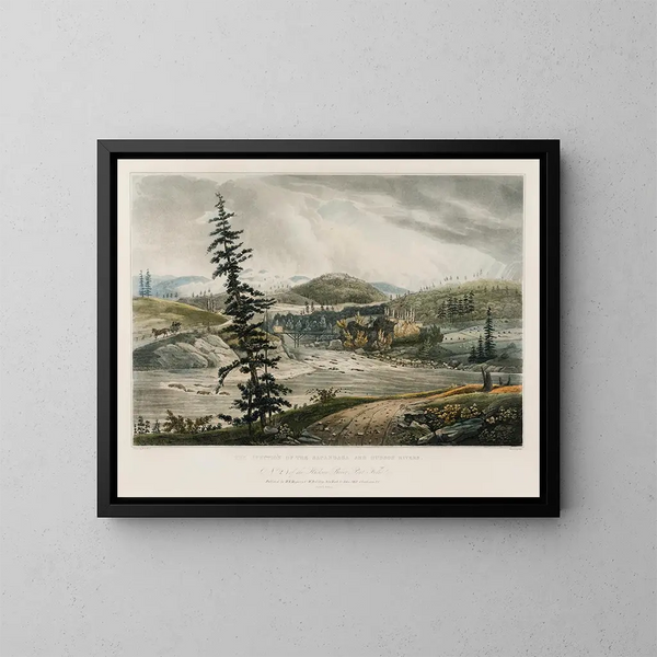 La jonction des rivières Sacandaga et Hudson - William Guy Wall — inramlat konstverk på väggen