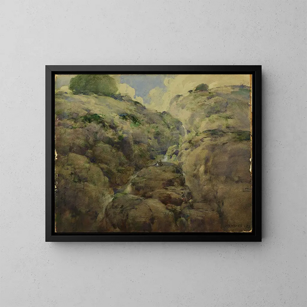 Gorge de montagne, Colorado - William Henry Holmes — inramlat konstverk på väggen