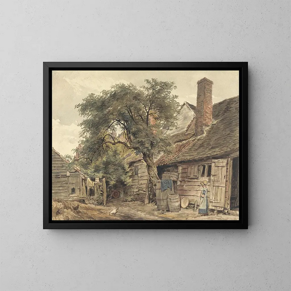 Le jardin d'un cottage - William Henry Hunt — inramlat konstverk på väggen